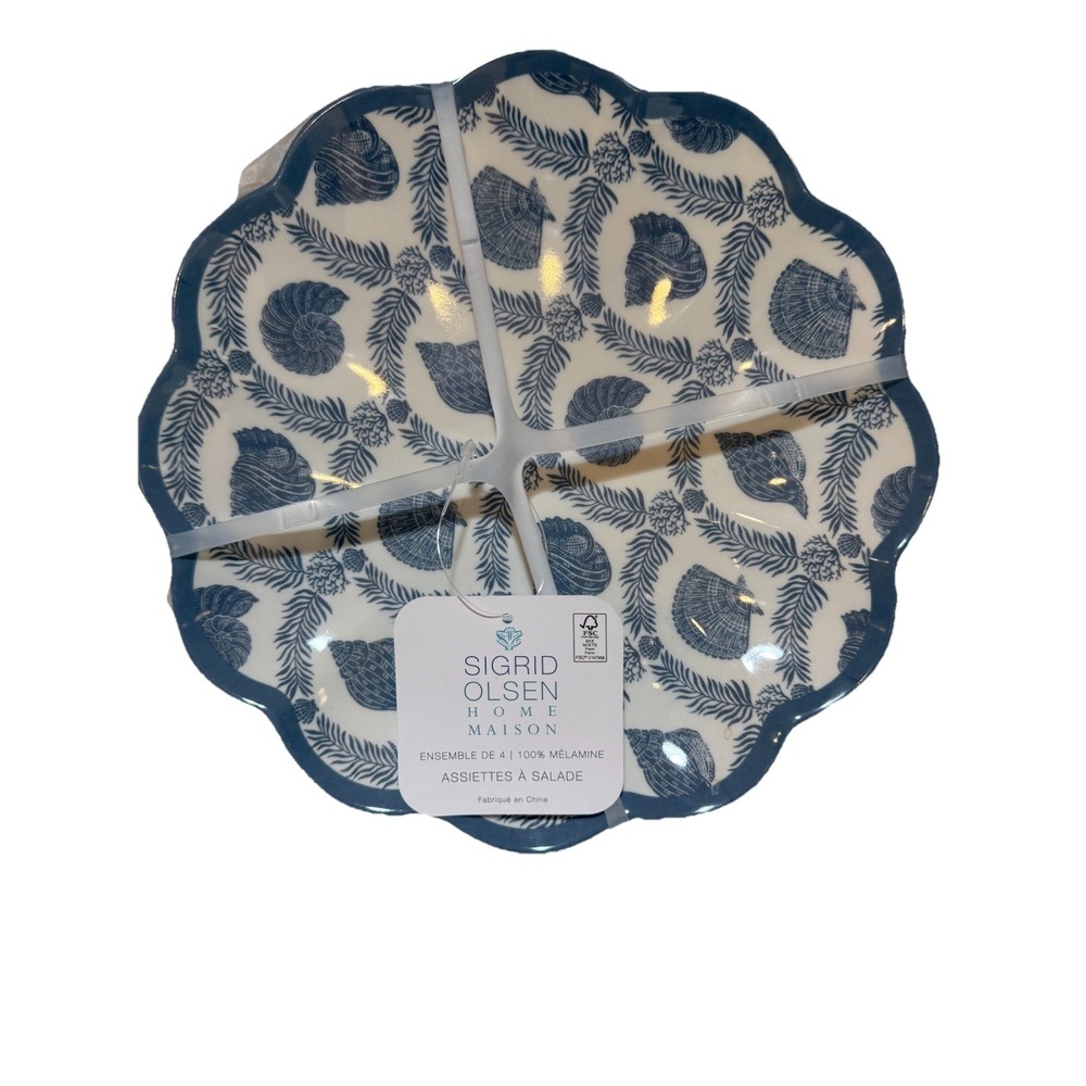 Sigrid Olsen Shell/Coral Coastal Melamine Side Salad Plates Set Of 4